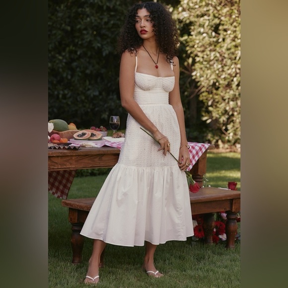 House of CB Elia White Broderie Anglaise Midi Sundress. Size Xsmall - Picture 3 of 17